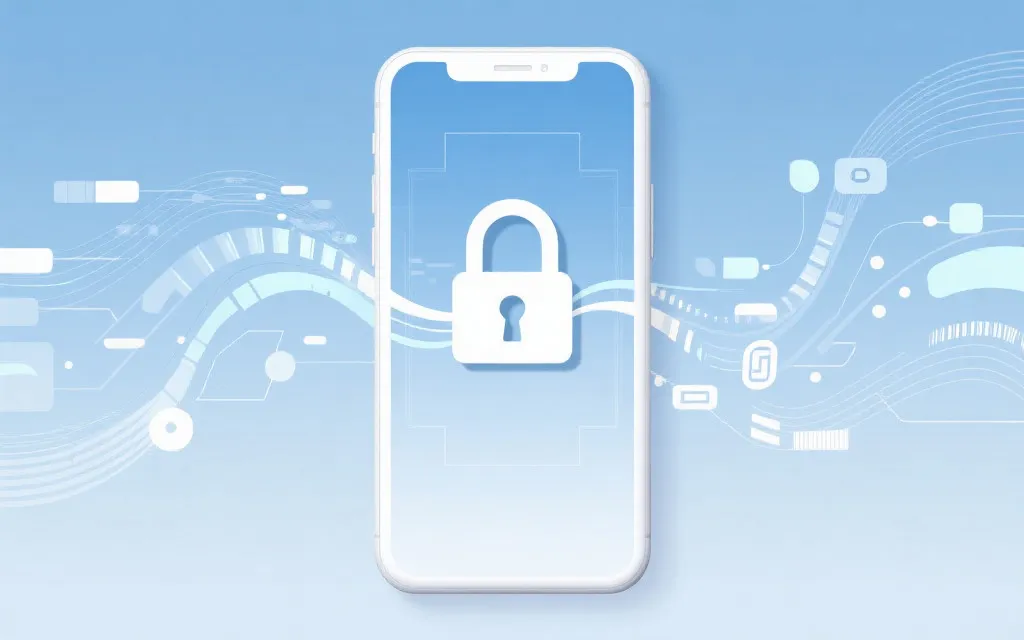 手机端安全锁与加密数据流的抽象插画，象征隐私保护与加密传输