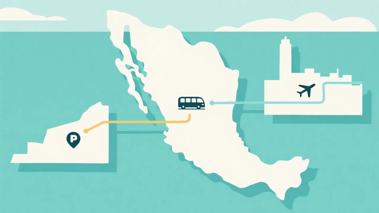 墨西哥三城观赛旅行路线与交通方式的视觉化占位图